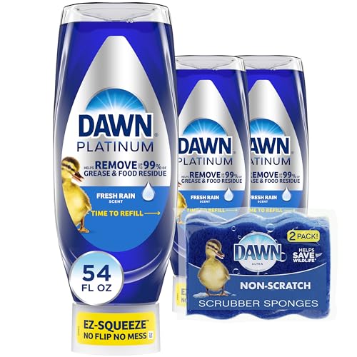 3 Pack Dawn Platinum Dish Soap with 2 Sponges