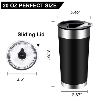 ANNA QUEEN 20 oz Stainless Steel Tumbler Insulated Vacuum Insulated Premium Thermal Coffee Ice Cup Double Wall Travel Mug, 2 Lids (Straw Lid/Beer Bottle Opener MagSlider Lid)