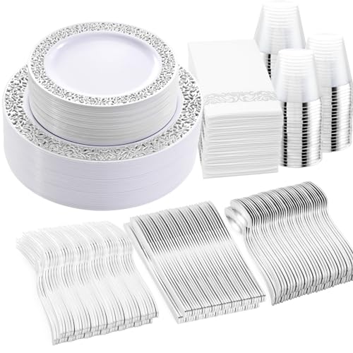 350 Piece Disposable Party Dinnerware Set for 50