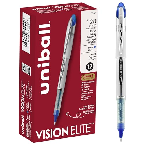 12 Pack Uni-Ball Vision Elite 0.8mm Rollerball Pens