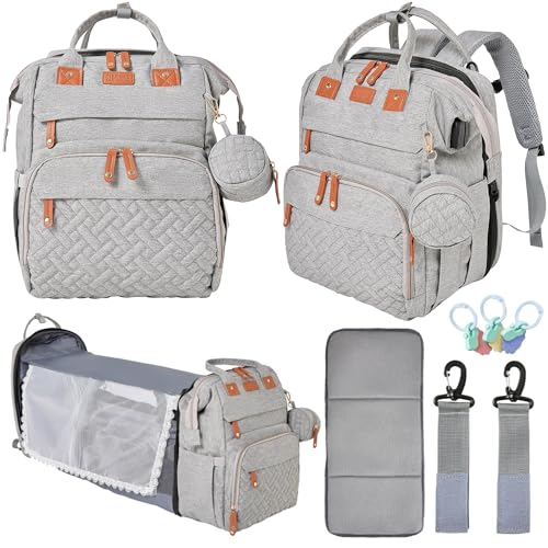 Diaper Bag Backpack with Changing Station and USB Port