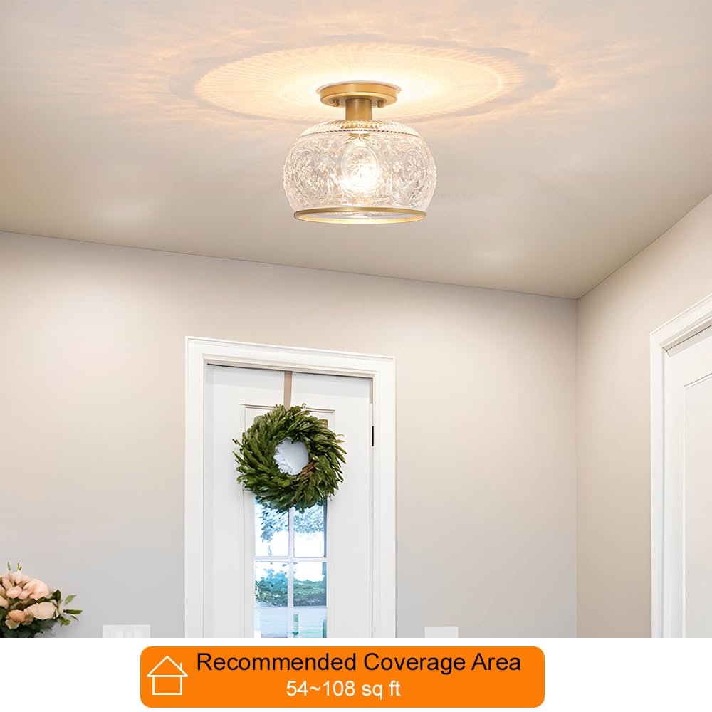 OIYIO Vintage Semi-Flush Mount Ceiling Light