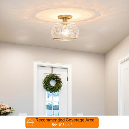 OIYIO Vintage Semi-Flush Mount Ceiling Light