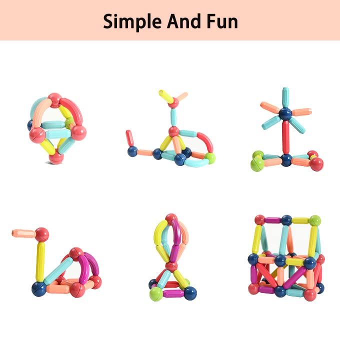 Salunhey Magnetic Building Sticks Montessori Toys for Toddler Kids,Preschool Sensory Educational Blocks Balls and Rods Set for 3+ Year Old Boys Girls Birthday Gift