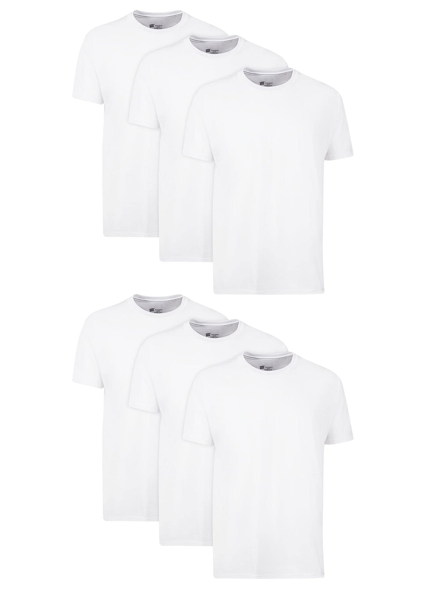 Hanes Men's Cotton, Moisture-Wicking Crew Tee Undershirts, Multi-Packs, White - 6 Pack, Small, 2135P6
