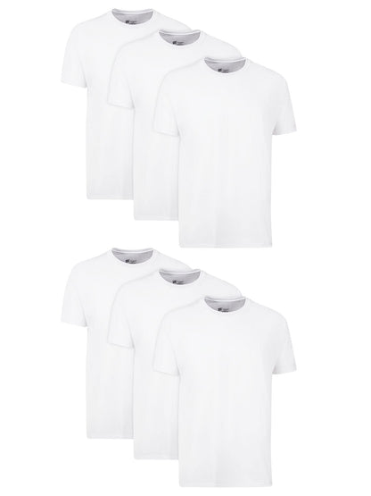 Hanes Men's Cotton, Moisture-Wicking Crew Tee Undershirts, Multi-Packs, White - 6 Pack, Small, 2135P6