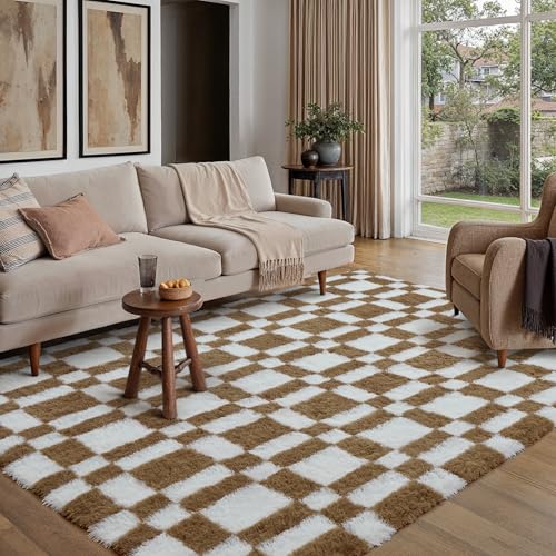 5x8 Checkered Shag Area Rug