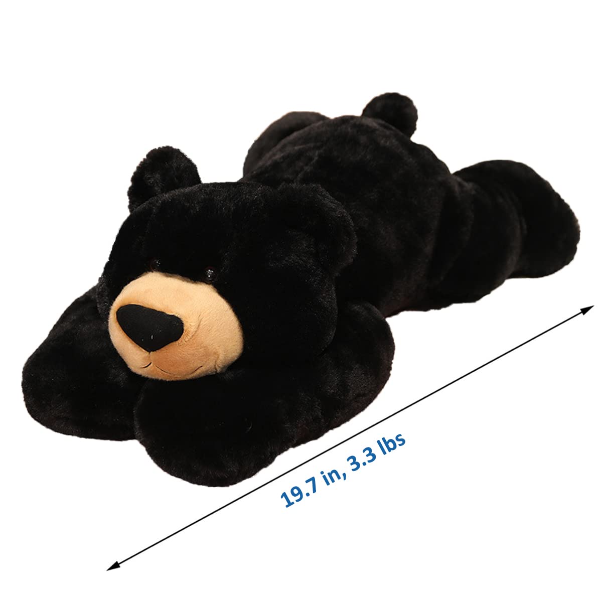 Weighted Black Bear Plush Toy for Kids & Adults