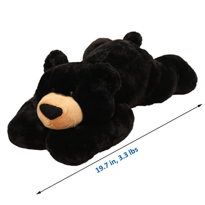Weighted Black Bear Plush Toy for Kids & Adults