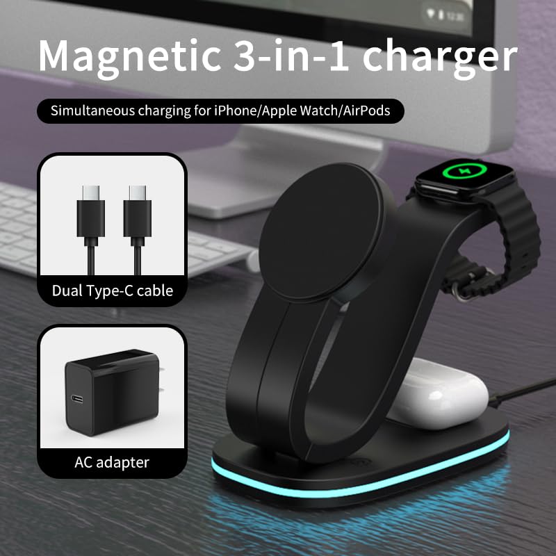 3 in 1 Wireless Charging Station for Apple Devices