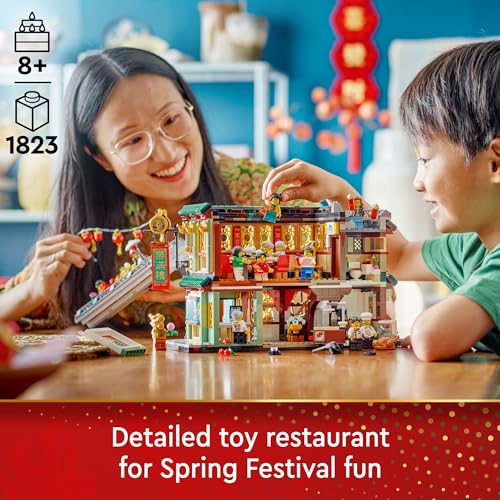 LEGO Spring Festival Family Reunion Celebration Building Toy for Kids, Restaurant Playset with Toy Kitchen and 13 Minifigures for Pretend Play, Gift Set for Boys and Girls Ages 8 and Up, 80113