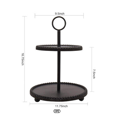 Defined Deco Black Tiered Tray,Two Tiered Decorative Serving Tray,Two Tier Cupcake Stand,2 Tiered Serving Tray Display for Coffee Bar Table Ceterpieces Rustic Farmhouse Home Decor,Kitchen Decor.