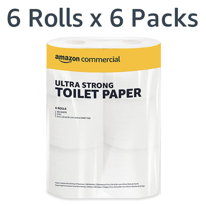 AmazonCommercial 2-Ply Ultra Strong Toilet Paper, Septic Safe, Unscented, 10296 Count, 36 Pack of 286 Sheet per Roll, White