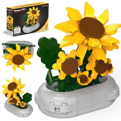 130 Piece Sunflower Building Brick Flower Set