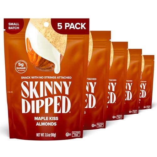 5 Pack SkinnyDipped Maple Kiss Almonds Resealable Bags (OU-D)