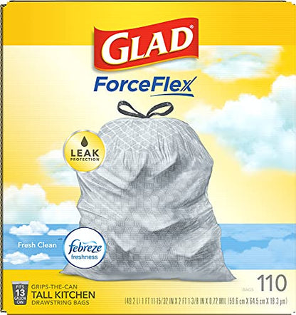 Glad 13 Gallon Odorshield Trash Bags, 110 Count