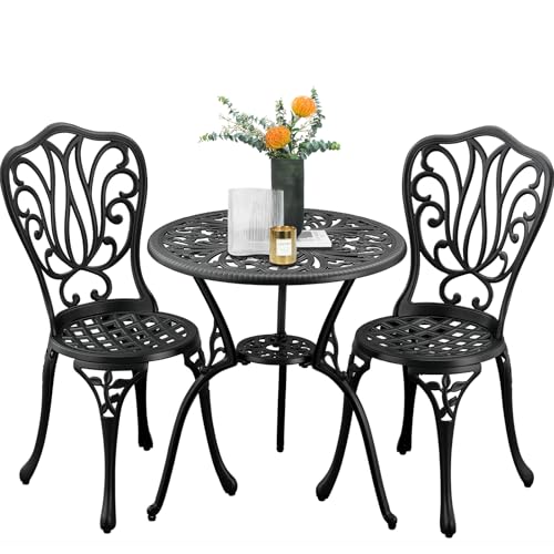3 Piece Outdoor Cast Aluminum Patio Bistro Set