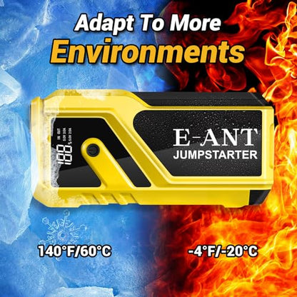 E-Ant COCY-023 Car Jump Starter 3000A, 12V Emergency Jump Starter Battery Pack for Up to 8L Gas/5L Diesel Engine, Portable Battery Booster Jump Box Power Bank with USB QC 3.0, Storage Case, LED Light