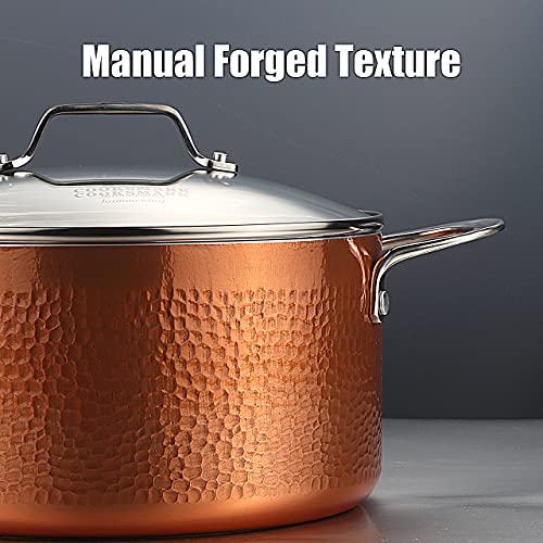 COOKSMARK 10 Piece Hammered Copper Cookware Set with Nonstick Coating, Induction Pots and Pans Set Dishwasher Safe