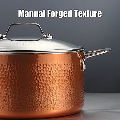 COOKSMARK 10 Piece Hammered Copper Cookware Set with Nonstick Coating, Induction Pots and Pans Set Dishwasher Safe