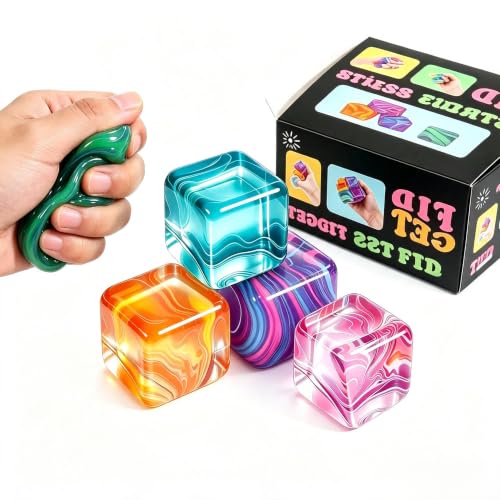 4 Pack Mini Squishy Stress Relief Cubes