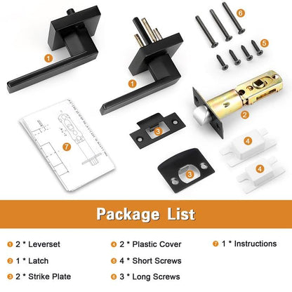 Probrico Square Passage Levers Matt Black 4-Pack