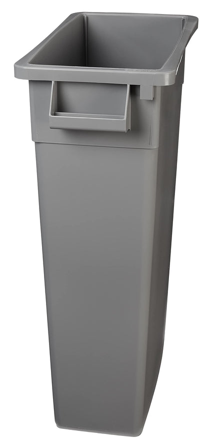 Amazon Basics - Rectangular Commercial Slim Trash Can, 23 gallons (Pack of 1), Grey(Previously AmazonCommercial brand)