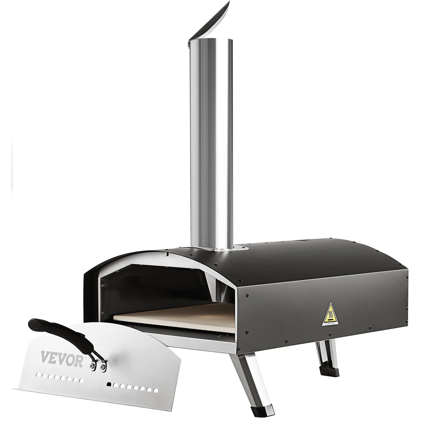 VEVOR Outdoor Pizza Oven, 12-inch Pellet and Charcoal Fire Pizza Maker, Portable Outside Stainless Steel Ovens with Pizza Stone, Waterproof Cover, Shovel, Wood Burner for Backyard Camping, Black