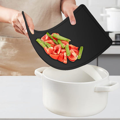 WK Extra Thick Foldable Cutting Boards with Lip, Flexible Plastic Cutting Board Mats for Kitchen, Black Cutting Boards for Meat, Nonslip Cutting Mats, BPA Free, Dishwasher Safe, Set of 3