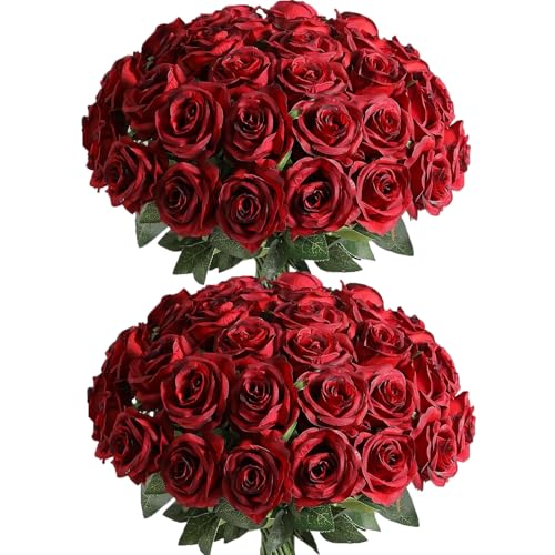 36 Pack Artificial Long Stem Silk Rose Flowers