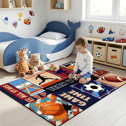Small Sports Field Kids Play Rug