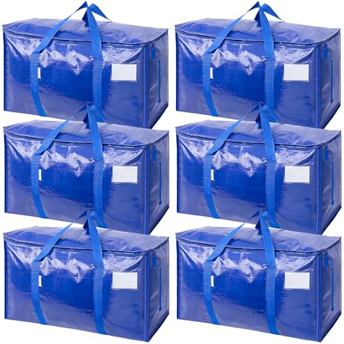 6 Pack Extra Large Moving Storage Bags with Zippers