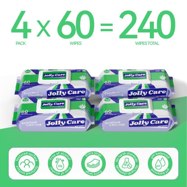 240 Adult Wipes Unscented by Jolly Care