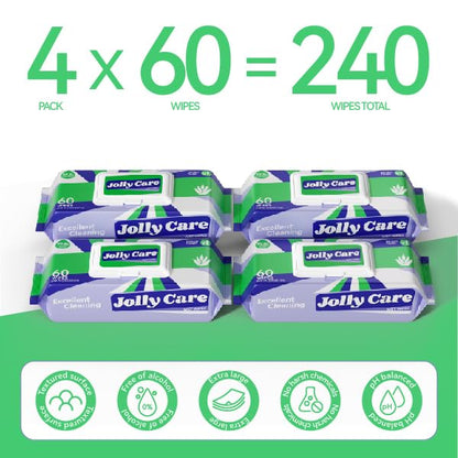 240 Adult Wipes Unscented by Jolly Care