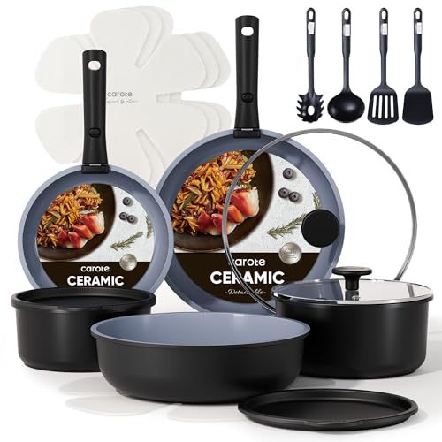 19 Piece Nonstick Ceramic Pots and Pans Set
