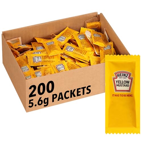 200 Packets HEINZ Single-Serve Mustard Condiment Packets (OU)