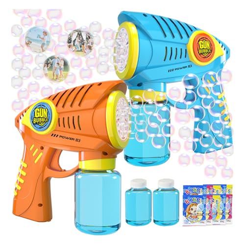 2 Pack Automatic Bubble Guns for Kids Outdoor Play