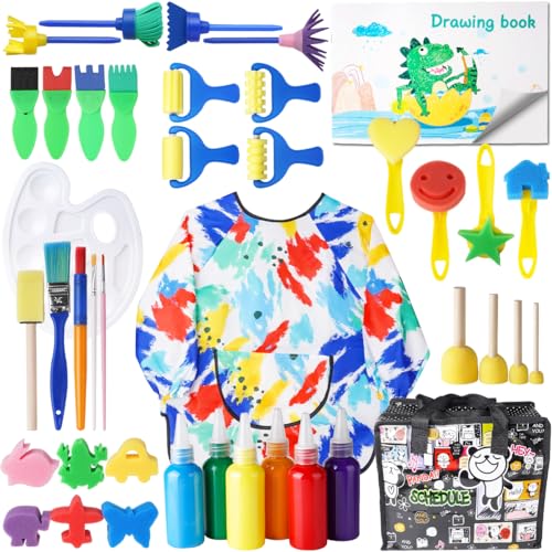 Toddler Washable Paint Set with Smock and Brushes
