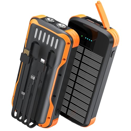 40000mAh Solar Power Bank with Built-in Cables