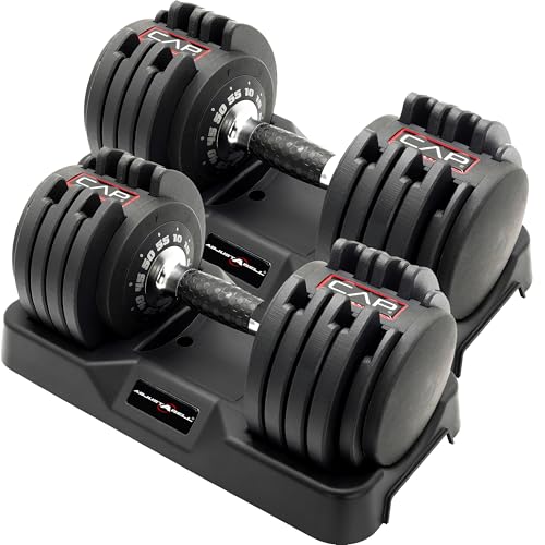 55 lb Pair Cap Barbell Adjustable Dumbbells with Handle
