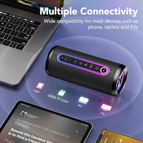 Portable Bluetooth Speakers, IPX7 Waterproof Speaker Bluetooth Wireless, 30W Loud Stereo Sound, 30H Playtime, RGB Lights, TWS Pairing, Portable Speaker Bluetooth 5.4 for Outdoor/Home/Party, Gift Ideas
