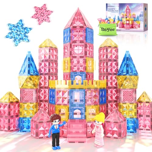 Diamond Magnetic Tiles Building Blocks Kids Princess Castle