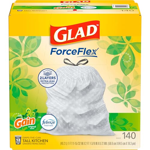140 Count Glad ForceFlex 13 Gallon Kitchen Trash Bags
