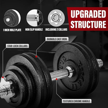 Yes4All 105lbs Pair Adjustable Dumbbell Set with Weight Plates, Star Lock Collars/Connector, 40lbs to 200lbs Adjustable Weight Plates Set