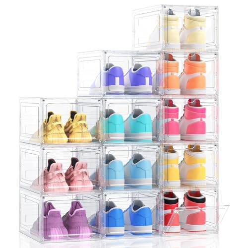 12 Pack Shoe Storage Boxes with Magnetic Door