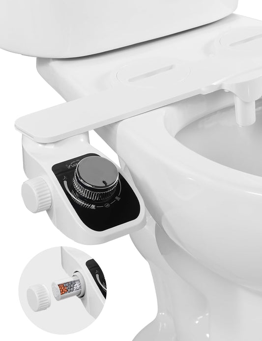 Cocolia Bidet with Filter, Filterable Water Non-electric Bidet Attachment for Toilets, Self-Cleaning Dual Nozzle, Easy for Installation, Adjustable Water Pressure, Rear and Feminine Wash(White)