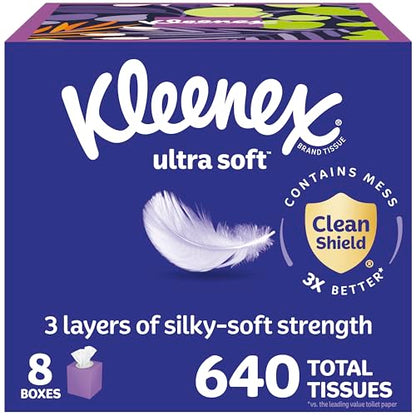 16 Pack of 80 Count Kleenex Ultra Soft 3-Ply Facial Tissues