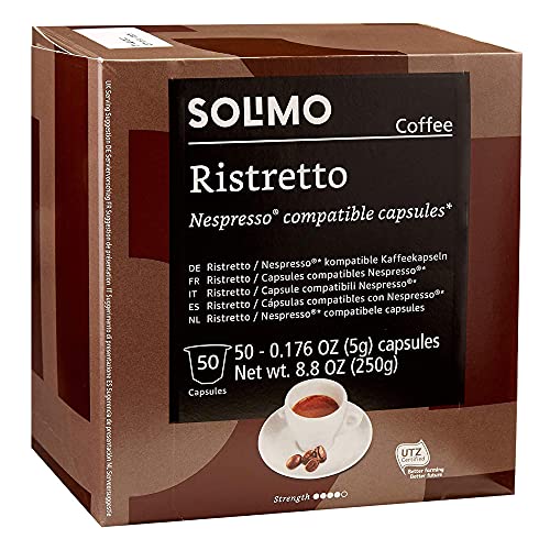 50 Pack Solimo Ristretto Coffee Capsules Compatible with Original Brewers