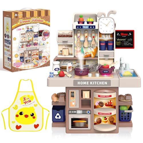 Kids Kitchen Playset with Steam, Lights, Accessories