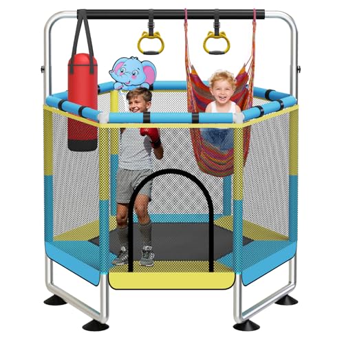 60" Kids Trampoline with Net, Indoor Outdoor Toddler